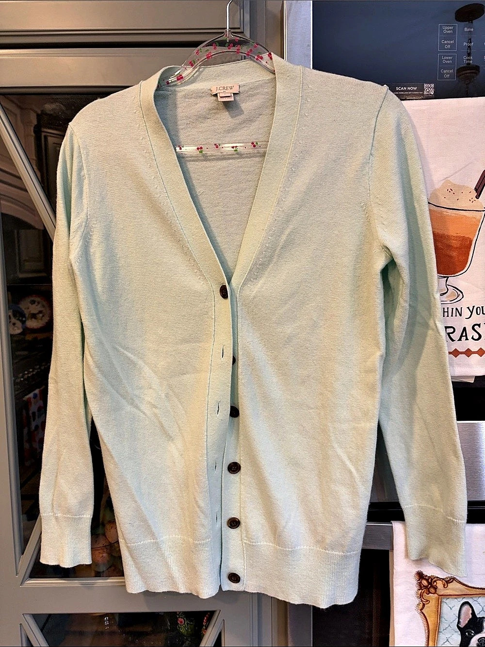 J.Crew Vintage V-neck cardigan sweater Cotton Wool Green Small